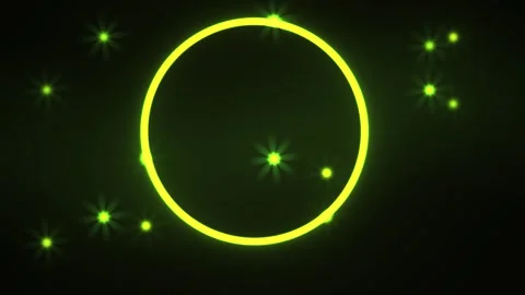 Glowing neon circle with green dots on black background. Stock Footage 337511654
