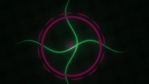 Glowing neon circle with green lines. Stock Footage 340025178