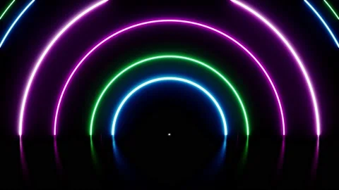 Glowing neon circle light stage Stock Footage 220235083