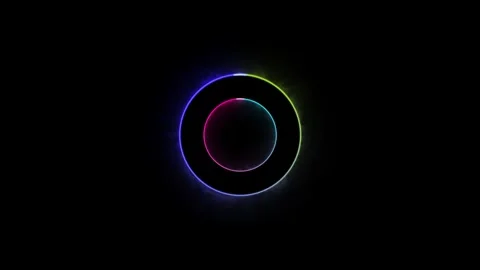 Glowing neon circle moving animation. seamless loop background Stock Footage 332958936