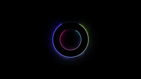 Glowing neon circle moving animation. seamless loop background Stock Footage 332958950