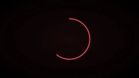 Glowing neon circle outline drawing on a black background, red neon 库存影片 342596313