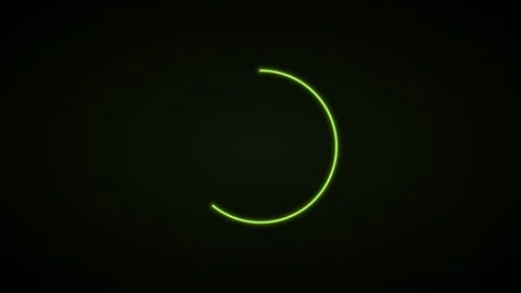 Glowing neon circle outline drawing on a black background, lime green neon Stock-Footage 342596325