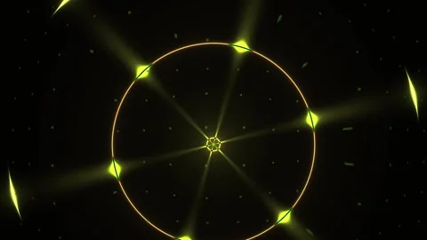 Glowing neon circle with rays and lights on black background. Stock Footage 335958565