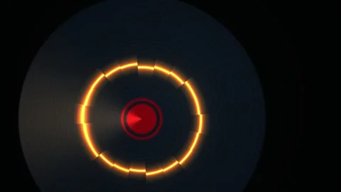 Glowing neon circle with red center. Stock Footage 334880840