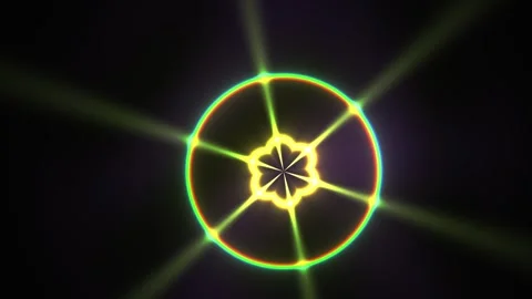 Glowing neon circle with starburst effect. Stock Footage 336236020