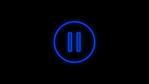 Glowing neon circle transitioning from blue to red stop icon on black Stock Footage 339827812
