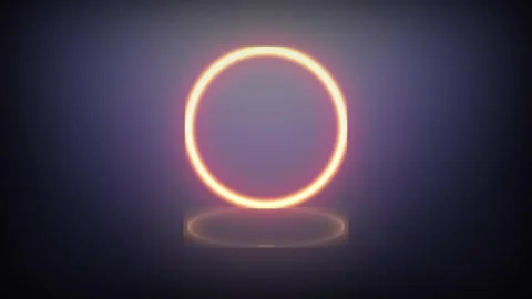 Glowing Neon Circles Pulsating With Vibrant Colors Against Dark Moody Backg.. Vídeo Stock 344296351