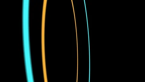 Glowing neon circles pulse on black background Stock Footage 339677787