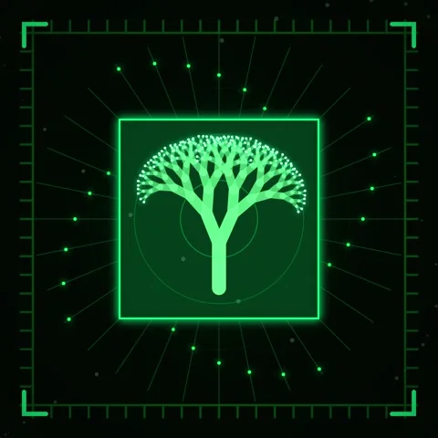 Glowing neon circuit tree illustration, abstract nature tech energy backgro.. Video stock 344776630