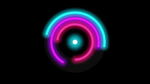 Glowing neon circular abstract HUD element. Seamless loop rotating high tech Stock Footage 334931173