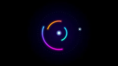 Glowing neon circular spinner loading animation for technology interfaces Stock Footage 347646248