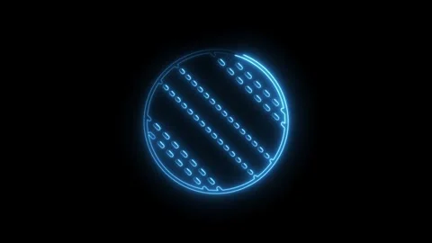 Glowing neon circular tech pattern on black background abstract design Stock Footage 308287135
