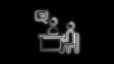 Glowing neon client icon isolated on black background. HD Video motion grap.. Stock Footage 304148105