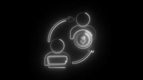 Glowing neon client icon isolated on black background. HD Video motion grap.. Stock Footage 304242389