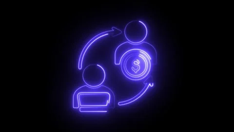 Glowing neon client icon isolated on black background. HD Video motion grap.. Stock Footage 304242482