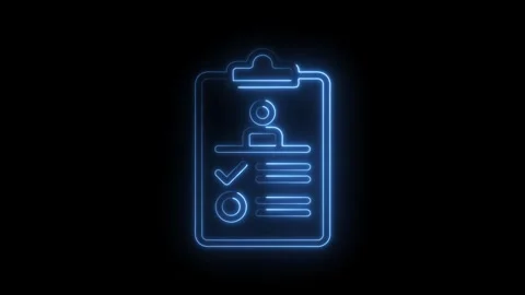 Glowing neon clipboard checklist represents data privacy and compliance on a Stock Footage 322961971