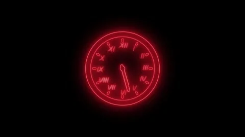 Glowing neon clock face with roman numerals minimalistic futuristic look an.. Stock Footage 337021180