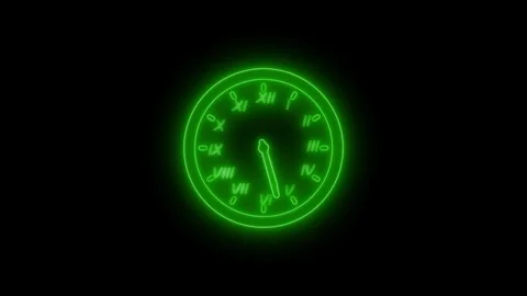 Glowing neon clock face with roman numerals minimalistic futuristic look an.. Stock Footage 337021230