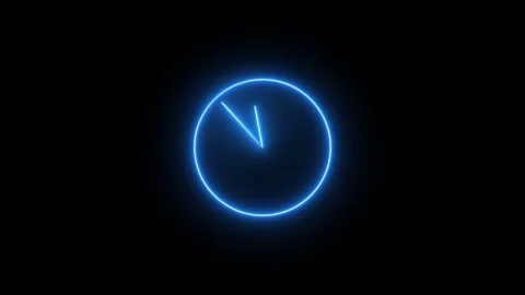 Glowing neon clock icon animated video Video stock 307387316