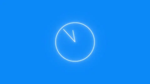 Glowing neon clock icon animated video Stock Footage 307387324