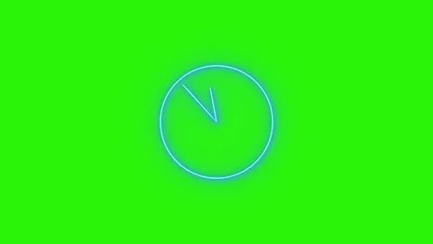 Glowing neon clock icon animated video Stock Footage 307387328
