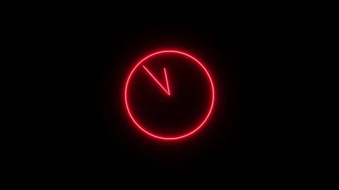 Glowing neon clock icon animated video Stock Footage 307387330