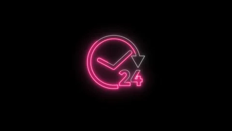 Glowing neon clock icon animation dial circle timer Stock Footage 312067835
