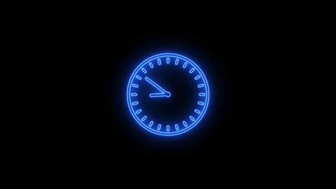 Glowing neon clock icon animation Stock Footage 312720602