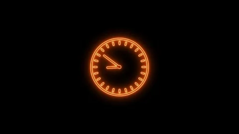 Glowing neon clock icon animation Stock Footage 312720605