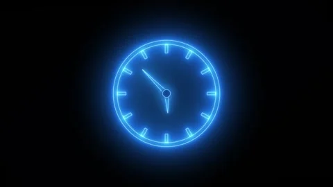 Glowing neon clock icon animation isolated on black background Stock Footage 321469598