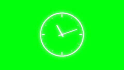 Glowing Neon Clock Time Lapse on Green Screen Background for Countdown and D Stock Footage 336617936
