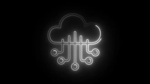 Glowing neon cloud computing icon isolated on black background. HD Video mo.. Stock Footage 304111526
