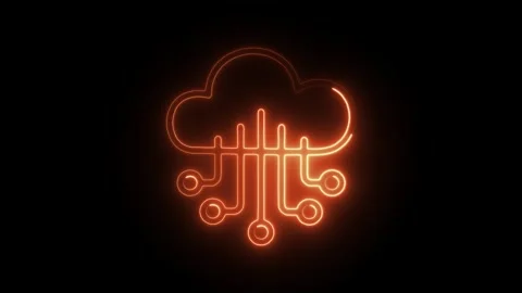 Glowing neon cloud computing icon isolated on black background. HD Video mo.. Stock Footage 304111554