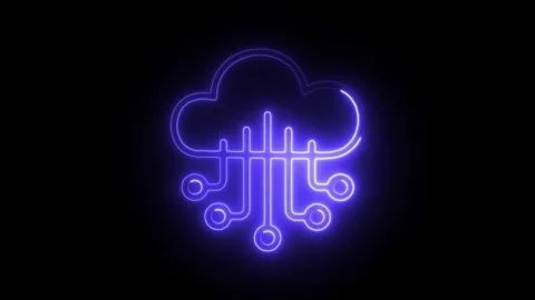 Glowing neon cloud computing icon isolated on black background. HD Video mo.. Stock Footage 304111557