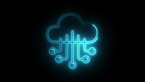 Glowing neon cloud computing icon isolated on black background. HD Video mo.. Stock Footage 304111580