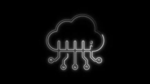 Glowing neon cloud computing icon isolated on black background. HD Video mo.. Stock Footage 304143890