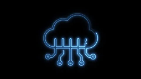 Glowing neon cloud computing icon isolated on black background. HD Video mo.. Stock Footage 304143908