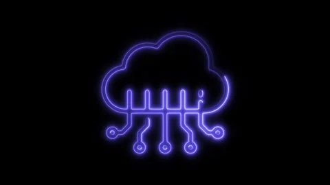Glowing neon cloud computing icon isolated on black background. HD Video mo.. Stock Footage 304143909