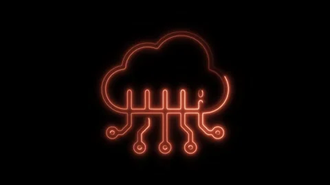 Glowing neon cloud computing icon isolated on black background. HD Video mo.. Stock Footage 304143910