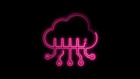 Glowing neon cloud computing icon isolated on black background. HD Video mo.. Stock Footage 304143963