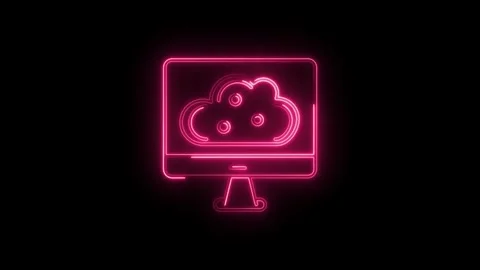 Glowing Neon Cloud Computing Icon Displayed on Computer Monitor Screen Isol.. Stock Footage 315498751