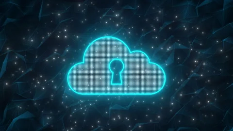 Glowing neon cloud computing symbol and technology Video Animated Background Stockbeeldmateriaal 348125608