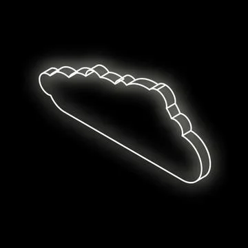 Glowing neon cloud computing symbol on black background 스톡 일러스트