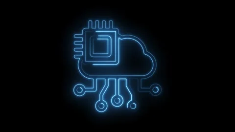 Glowing neon cloud computing technology with circuitry and processor innovation Stock Footage 330782749