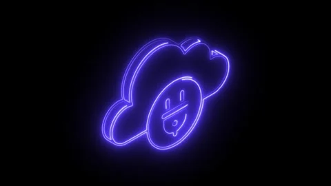 Glowing neon cloud with electric plug symbol isolated on black background f.. Stock Footage 314711280