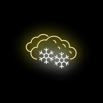 Glowing neon cloud with falling snowflakes icon Stock Illustration