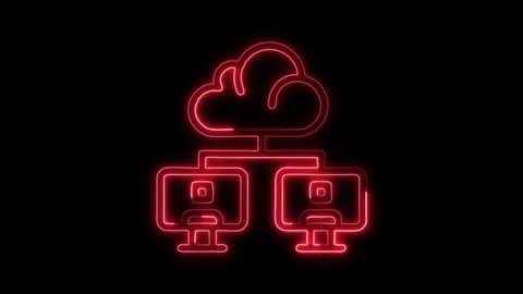Glowing neon Cloud icon isolated on black background. HD Video motion graph.. Stock Footage 316156969