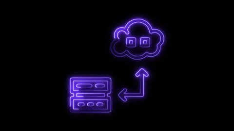 Glowing neon Cloud icon isolated on black background. HD Video motion graph.. Stock Footage 316156980