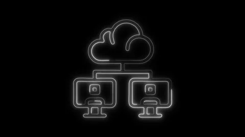Glowing neon Cloud icon isolated on black background. HD Video motion graph.. Stock Footage 316156995